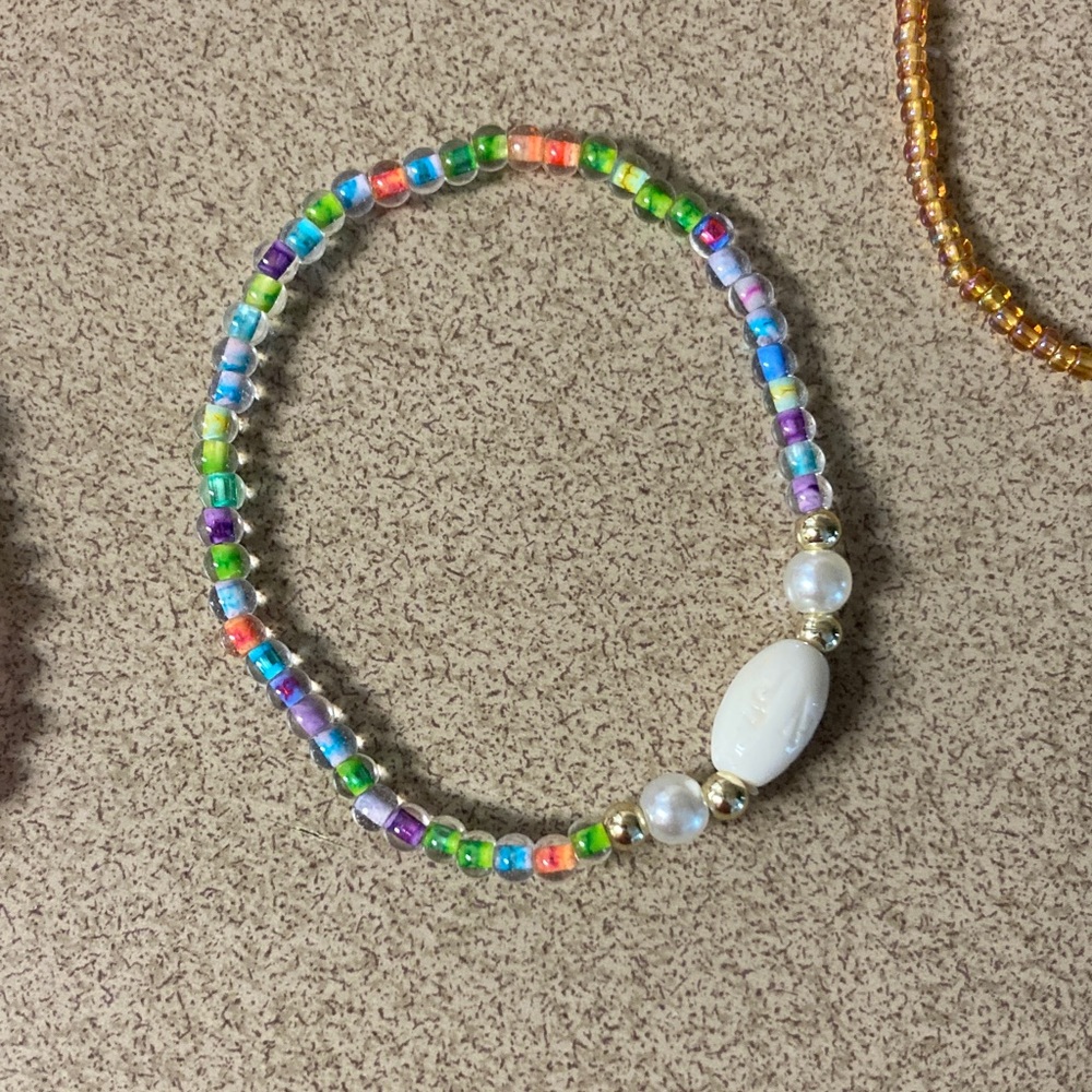 4/$20 bundle and save Beach theme Pink and Gold Beaded Stretch Bracelet Set - Picture 6 of 7